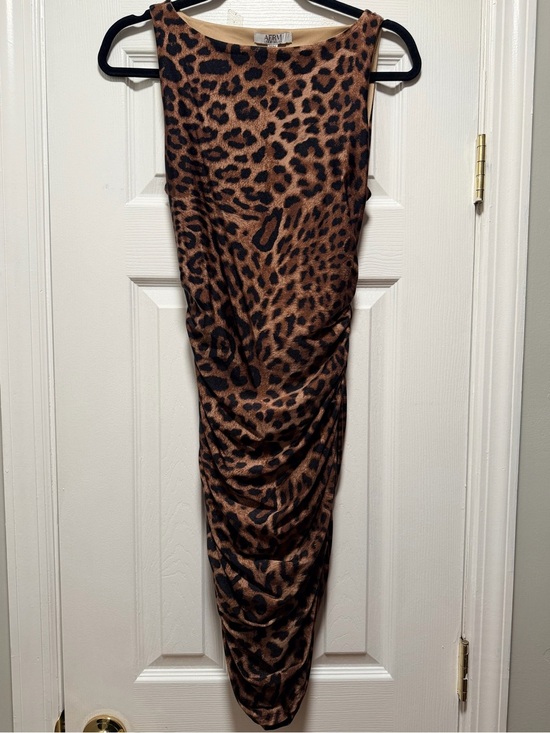 AFRM Dresses & Skirts - AFRM Leopard-Print Brown & Black Ruched Dress - NWT